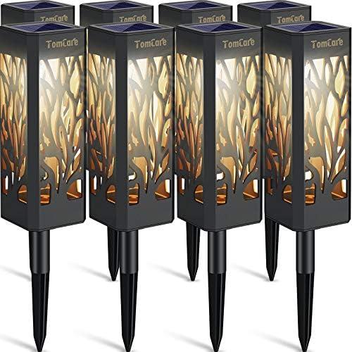 TomCare Solar Lights Outdoor Upgraded Bright Solar Pathway Lights Bigger Size Decorative Solar Waterproof Solar Powered Led Landscape Garden Lighting for Path Yard Walkway, 8 Pack