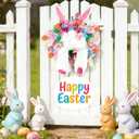 Easter Wreaths for Front Door, Easter Bunny Door Wreaths Easte Bunny Butt Wreath Decorations Cute Rabbit Garland Spring Decoration Farmhouse (Pink Series)