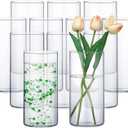 Sieral 12 Pack Glass Cylinder Vases Clear Flower Vase Tall Floating Candle Holders Centerpiece Vases for Table Home Wedding Decorations Formal Dinners (8 Inch)