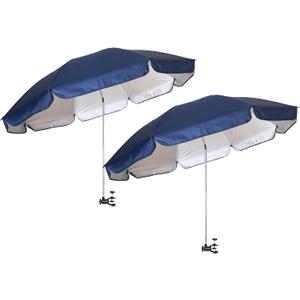 AMMSUN XL Chair Umbrella with Universal Clamp Adjustable 47 inches and 360-degree Swivel UPF 50+, Portable Clamp on Camping or Beach Chair, Stroller, Wheelchair, Golf cart, Navy Blue, 2 PACK