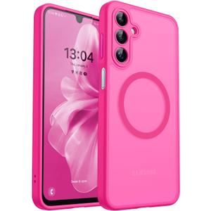 CANSHN Designed for Samsung Galaxy A16-5G Case [Full Camera Protection] [Compatible with Magsafe] Translucent Matte Back Protective Phone Cover, Hot Pink