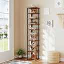 HOOBRO Vertical Shoe Rack, 10-Tier Narrow Shoe Shelf, Shoe Storage Organizer for Small Space, 11" L x 11" W x 68" H, Closet, Entryway, Hallway, Bedroom, Rustic Brown and Black BF32XJ01