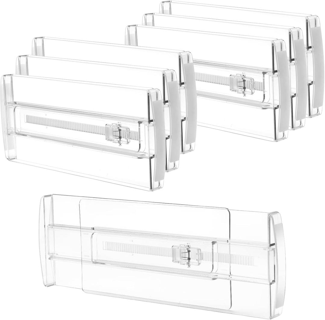 6 Pack Drawer Dividers for Clothes, 4" High 10.6"-16.9" Adjustable Drawer Dividers Expandable Dresser Drawer Organizer, Clear Drawer Separators for Clothes, Underwear, Cosmetic, Kitchen Utensils