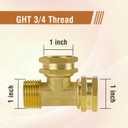Garden Hose Tee Adapter GHT 3/4 Brass Female x Female x Male Swivel Water Pipe Connector, Heavy Duty 3 Way Splitter T Shaped Fitting for Outdoor Faucet/Bibs, Drip Irrigation Line
