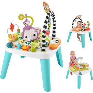 Fisher-Price Baby to Toddler Toy 2-in-1 Purple Monkey Activity Center & Play Table with Music Lights & Developmental Activities, Small