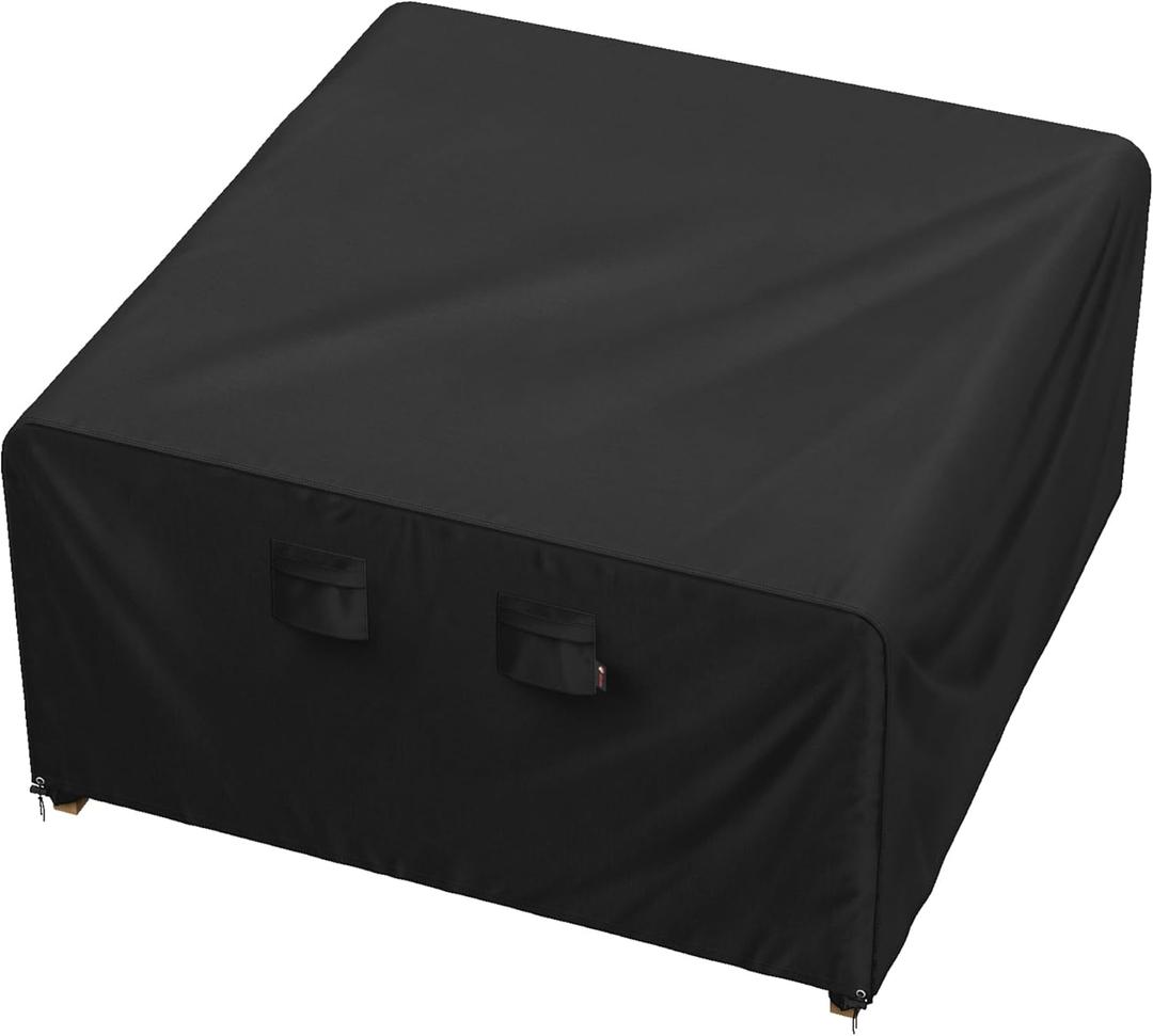 iBirdie Outdoor Patio Furniture Set Covers 54 x 54 inch fit 4 x 4 ft, 54, 52, 50 inch Wide, Waterproof Weatherproof Square Cover, Heavy Duty 600D for Outside Dining Table and Chairs (Black)