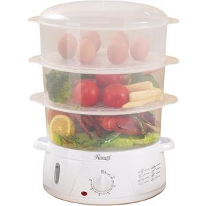 Rosewill 3-Tier (9.5Qt) Electric Food Steamer with Stackable, Dishwasher Safe Baskets, 800W with fast steam heating within 40s, Auto shut-off and 60-min timer, White – RHST-15001
