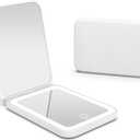 Kintion 2025 Pocket Mirror, Rechargeable Dimmable 3 Color Lighting 1X/3X LED Compact Travel Makeup Mirror for Purse, Portable, Folding, Handheld, Small Lighted Mirror for Women Gift, White