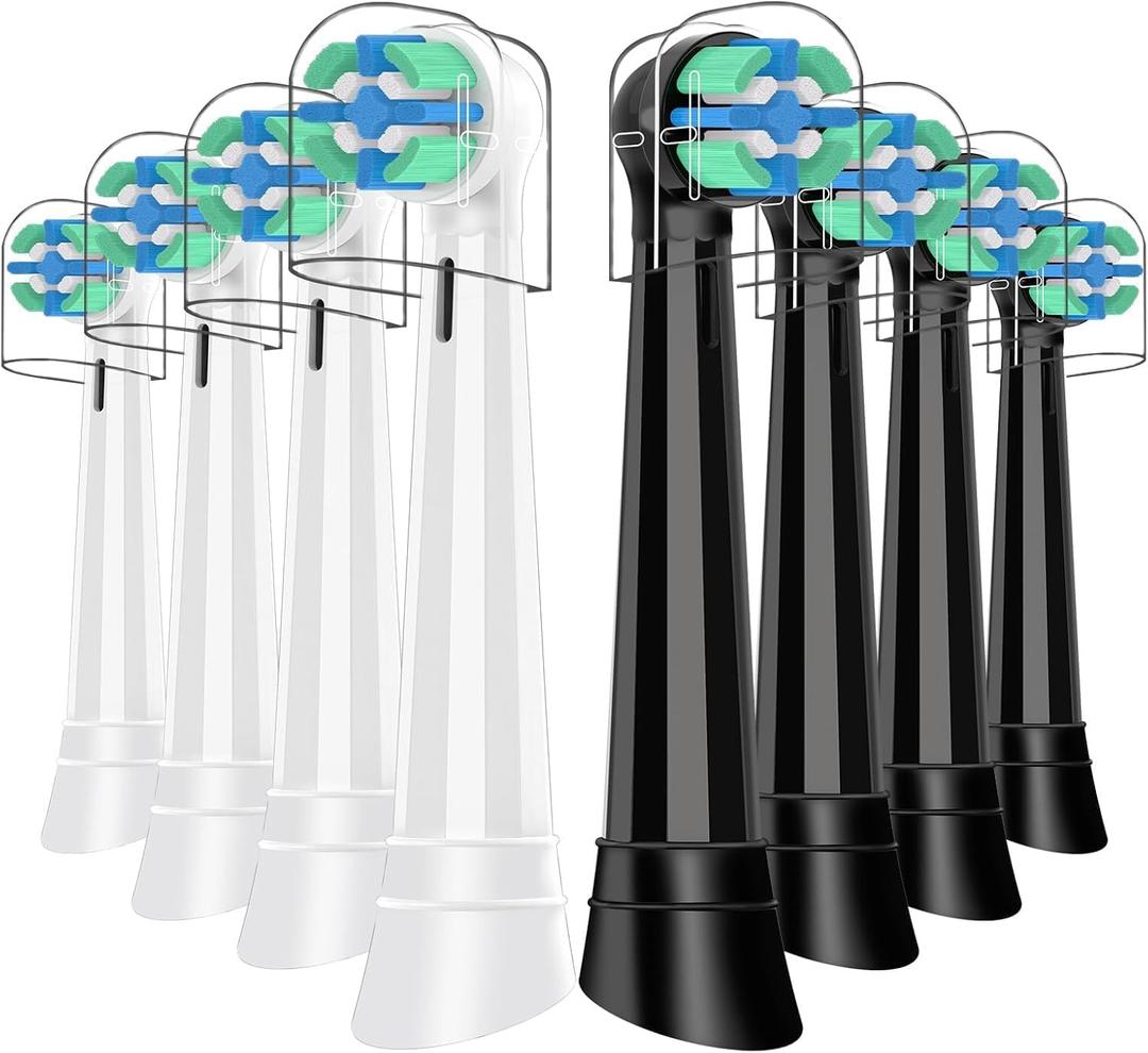 Replacement Toothbrush Heads Compatible with All Electric Toothbrushes, 4-Pack, Black & White, Soft Bristles, Brush Replacement Heads, Vitality