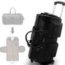 Modoker Rolling Garment Bag for Travel Wheeled Duffel Bag Luggage Suit Travel Bags for Men and Women,3 in 1 Carry on Convertible Garment Bag with Wheels,Black