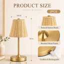 Liliful 2 Pcs Cordless Table Lamp Rechargeable Touch LED Small Gold Portable Battery Operated USB-c Desk Lamp 3 Color Dimmable for Bedroom Living Room Dining (Gold,Rattan Weaving Style)