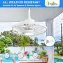 Depuley 20" Outdoor Ceiling Fan with Light for Patio IP65 Plug in Caged Fan