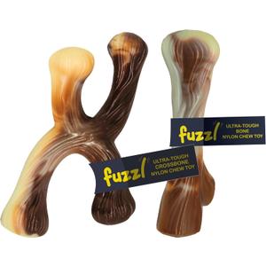 2 x Fuzzl Ultra Tough Nylon Dog Chew Toy - Crossbone and Bone Beef Flavour for Extreme Chewers - Long Lasting Bone for Aggressive Chewers - Strong Puppy Toys