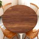 Round Fitted Tablecloth with Elastic Edge Design Table Cover Waterproof Stain-Resistant Wipeable Table Cloth Fits 53"-60" Round Tables for Camping, Picnic, Dining, Outdoor (Wood Grain)