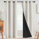 SimpleHome 100% Blackout Curtains for Bedroom,Thermal Insulated Cream Grommet Window Drapes Room Darkening Curtains for Living Room with Black Back,42 x 72 Inch,2 Panels