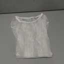 AKEWEI Womens Mesh Long Sleeve Tops Crew Neck Sexy See Through Tee Shirts Party Club Night Lace Blouse (Large, White)