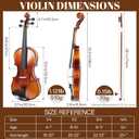 Kmise Violin 4/4 Full Set, High Density Ebony Violins, Glossy Acoustic Fiddle for Adults, Beginners, Students with Violin Case, Strings, Bow Kit, Shoulder Rest, Beginner's Guide (Tiger-Stripe)