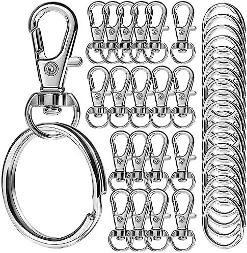 LEOBRO Keychains, 40PCS Key Rings and Keychain Clip, Key Chain Ring and Key Chain Hooks, Keychain Making Kit, for DIY Crafts