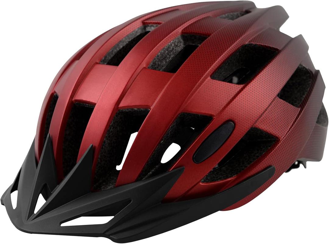 Adult Bike Helmets, Adjustable Mens Womens Bicycle Helmet, Lightweight Road Mountain Cycling Safety Sports Helmets with Detachable Visor (M:54-58cm/21.2''-22.8'', Matte-red)