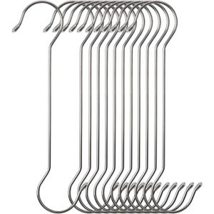 12 Pack 11.8 Inch S Shape Hooks Large Stainless Steel Metal for Hanging Heavy Duty Bird Feeders (11.8Inch/12pack)