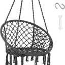 SUNCREAT Hammock Chair Hanging Macrame Swing with Hardware Kits, Max 330 Lbs, Handmade Knitted Mesh Rope Swing Chair for Indoor, Outdoor, Bedroom, Patio, Yard, Deck, Garden, Grey