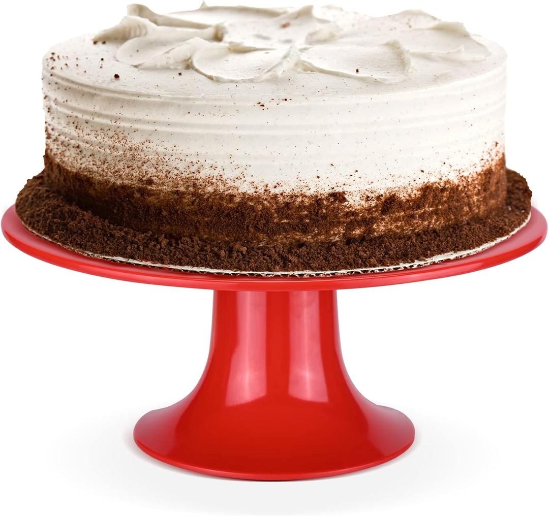 Round Cake Stand 10" Melamine Cake Display Stand Dessert Cupcake Display Tray for Wedding,Birthday,Party,Baby Shower,Anniversary,Ceremony-Red