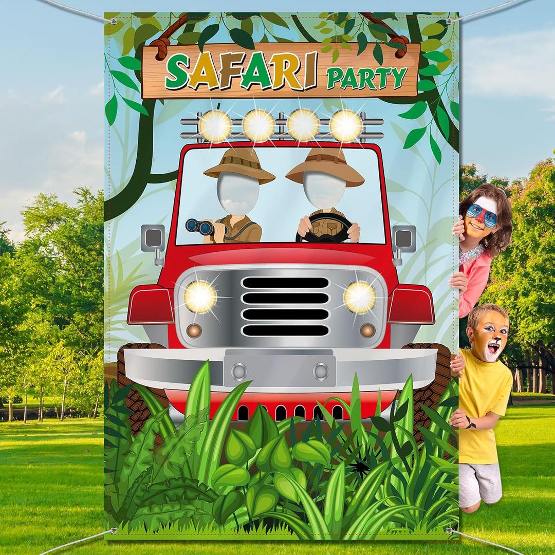 Blulu Jungle Safari Photo Prop, Large Fabric Safari Backdrop Adventure Photo Background, Funny Jungle Game Supplies Birthday Party Decor, 59 x 39.4 Blulu Jungle Safari Photo Prop, Large Fabric Safari Backdrop Adventure Photo Background, Funny Jungle Game Supplies Birthday Party Decor, 59 x 39.4