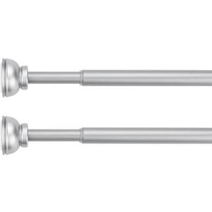 KXLIFE 2 Pack Spring Tension Rod, 1/2-inch Decorative Tension Drapery Rod for Window, Nickle, (17-26 Inches)