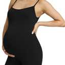 POSHDIVAH Women's Maternity Spaghetti Strap Bodysuit Shorts Pregnancy Bodycon Jumpsuit Sleeveless Tank Top Romper Shapewear, L