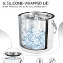 Bakpoco Insulated Ice Bucket with Silicone Lid, Scoop, Tongs & Strainer, 3L Stainless Steel Double Wall Ice Buckets for Parties & Cocktail Bar, Champagne Ice Bucket with Lid for Freezer, Ivory