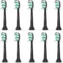 Toothbrush Replacement Brush Heads for Philips Sonicare C1 C2 ProtectiveClean 4100 5100 5300, Electric Sonic Tooth Refill Head Plaque Control, 10 Pack, Black