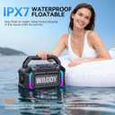 Wilody Speakers Bluetooth Wireless, 100W Loud Outdoor Speaker with Bass, IPX7 Waterproof Floatable, 20H Playtime, Wireless Charge, TWS, RGB Light, Portable Speaker for Work, Garage, Outdoor (Black)
