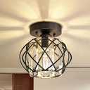 Semi Flush Mount Ceiling Light, Crystal Ceiling Light Silver Crystal Chandelier for Kitchen Hallway Entrance Balcony Dining Rooms Living Rooms Bar