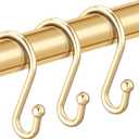 Shower Curtain Hooks, Set of 12 Rust Proof S Shaped Decorative Shower Curtain Rings,Multi-Purpose Hangers S Hooks (Gold)