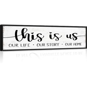 This is Us Sign Wall Decor Family Wall Signs Rustic Farmhouse Living Room Country House Hanging Framed Wall Plaques, This is Us Our Life Our Story Our Home Quotes Wall Decor 12" x 40"