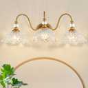 Vintage Bathroom Vanity Light, 3-Light Matte Brass Finish Vanity Light with Floral Clear Glass Shades, Retro Wall Sconce for Bathroom, Dressing Table