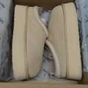 FITORY Womens Platform Slippers, Suede Ankle Boots with Fleece-lined for Indoor Outdoors Size 8 Beige