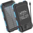 Solar Charger Power Bank 49800mAh Wireless Portable Phone Charger, 𝗣𝗗𝟭𝟴𝗪 𝐐𝐂𝟑.𝟎 Fast Charging Built in 4 Cables with USB C 6 Outputs & 2 Inputs for Cell Phone