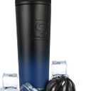 Ice Shaker Insulated Stainless Steel Shaker Bottle | 32oz, Navy/Black | Cold for 30+ Hours | Insulated Cup with Twist-on Agitator | Odor-Free Bottle for Protein Shakes, Water, Smoothies, Cocktails