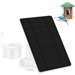 Solar Panel for Bird Feeder Camera, 3W Solar Charger Power Compatible with Your Bird Feeder Camera, Type-C Plug, White