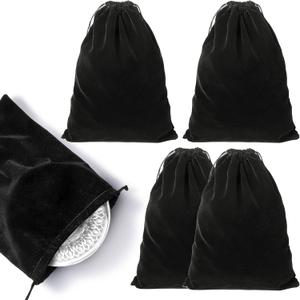 Saintrygo 4 Pieces Silver Storage Bags Anti Tarnish Cloth Bag for Storage, Jewelry, Flatware, Silverplate, Silver Polishing Cloth for Tarnish Cleaning(9.8 x 12.8 Inch,Black)