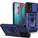2 x for Moto G-5g-2024 Case: with 2PC Screen Protector,Sliding Camera Cover and Kickstand for Phone Cover Moto G 2024 case,Blue
