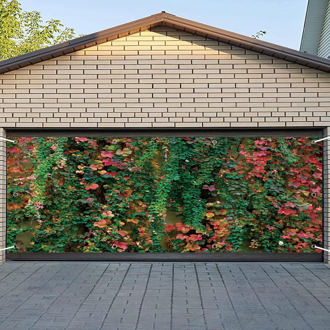 CSFOTO 6x13ft Leaf Wall Garage Door Decoration Banner Spring Nature Garden Theme Decoration Mural Large Garage Door Cover Outdoor Wedding Birthday Portrait Photography Props