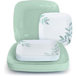 R-kay Mint & Sage Green Disposable Plates - 32 Count - 16 Dinner (10 Inch), 16 Salad/Dessert (7 Inch) - Heavy Duty for Upscale Parties