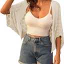 GRACE KARIN Womens Crochet Summer Cardigan Shrug 2025 Lightweight Open Front Hollow-out Batwing Cardigan Sweater Outwear, Size S