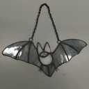 Halloween Bat Stained Glass Window Hanging Suncatcher for Window and Wall Decoration, Grey