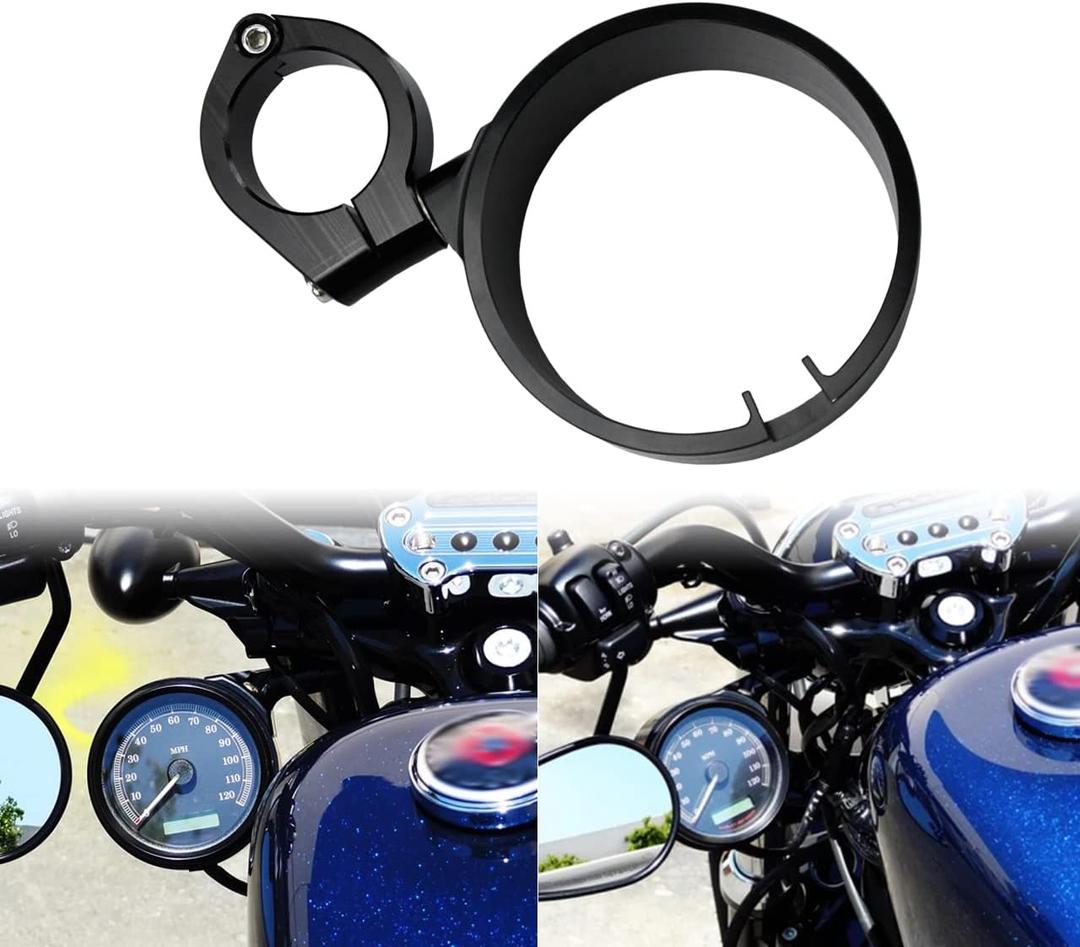 Motorcycle Speedometer Ring Side Mount Relocator Bracket Clamp Fit for Harley Dyna 1993-2005 Sportster XL883 X1200 1993-2023 Black