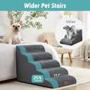 COZY KISS Extra Wide Dog Stairs 19.7" Width, Large Pet Step for Small Medium Dog, Puppy or Cat, Ramp for High Bed or Car, High Density Foam Ladder, Stable, 5 Step, 19.7x33x22.4 in, Charcoal Grey