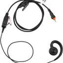 CLP1010 Earpiece Compatible with Motorola CLP1040 Walkie Talkie 2 Way Radio with C Ring Single Wire Earpiece and Mic PTT(1 Pack)