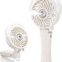 HandFan Upgraded Portable Handheld Misting Fan, Rechargeable Personal Mister, Battery Operated Spray Water Mist, Foldable Electric Mini Cooling Hand Fan for Beach, Travel, Outdoors, Makeup (Beige)